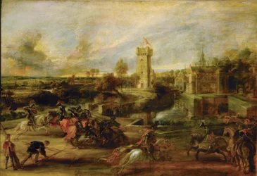 Paysage avec tournoi devant le château de Steen